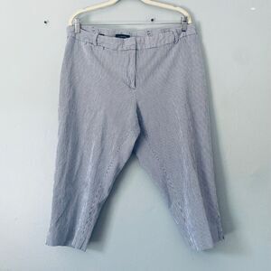 Talbots Capri Pants Pluse Size 20W Petite Blue Striped Seersucker Heritage